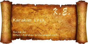 Karakas Erik névjegykártya